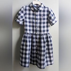 NWT-Polo Ralph Lauren Gingham Linen Dress Girls Size 5 (runs small)